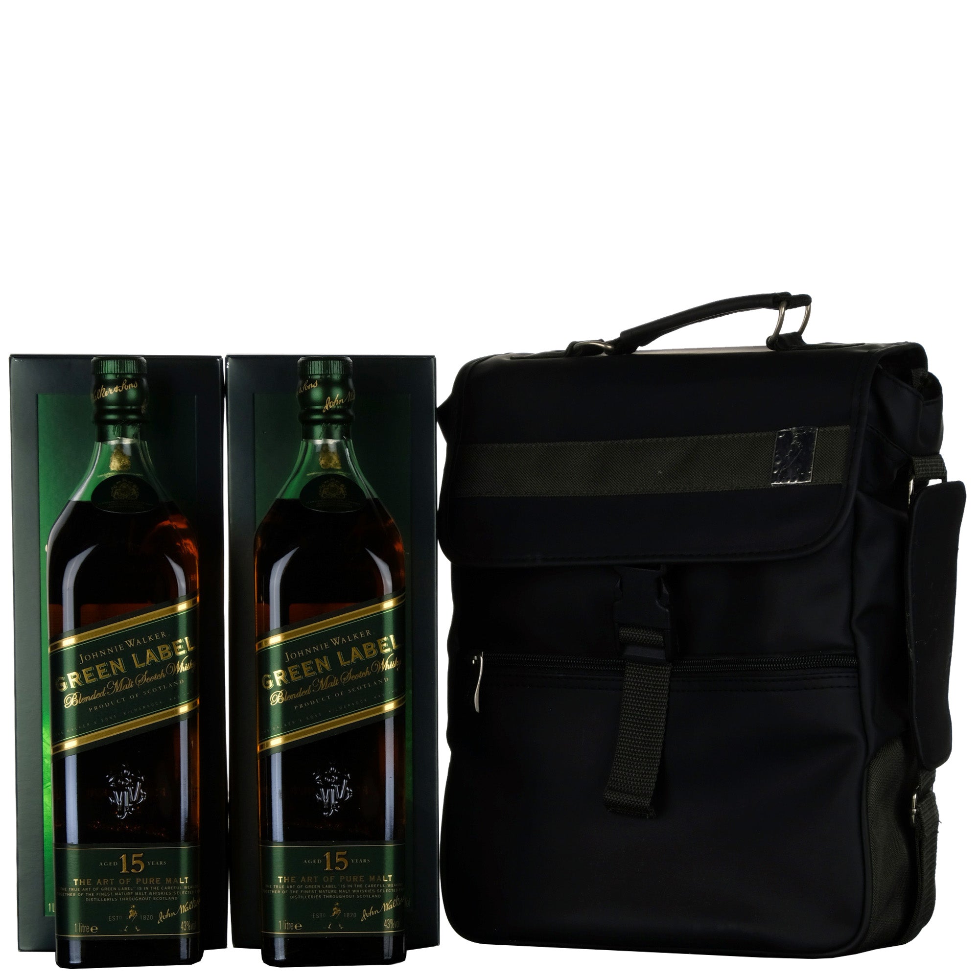 Johnnie Walker 15 Year Old Green Label 1 Litre Set With Travel Bag