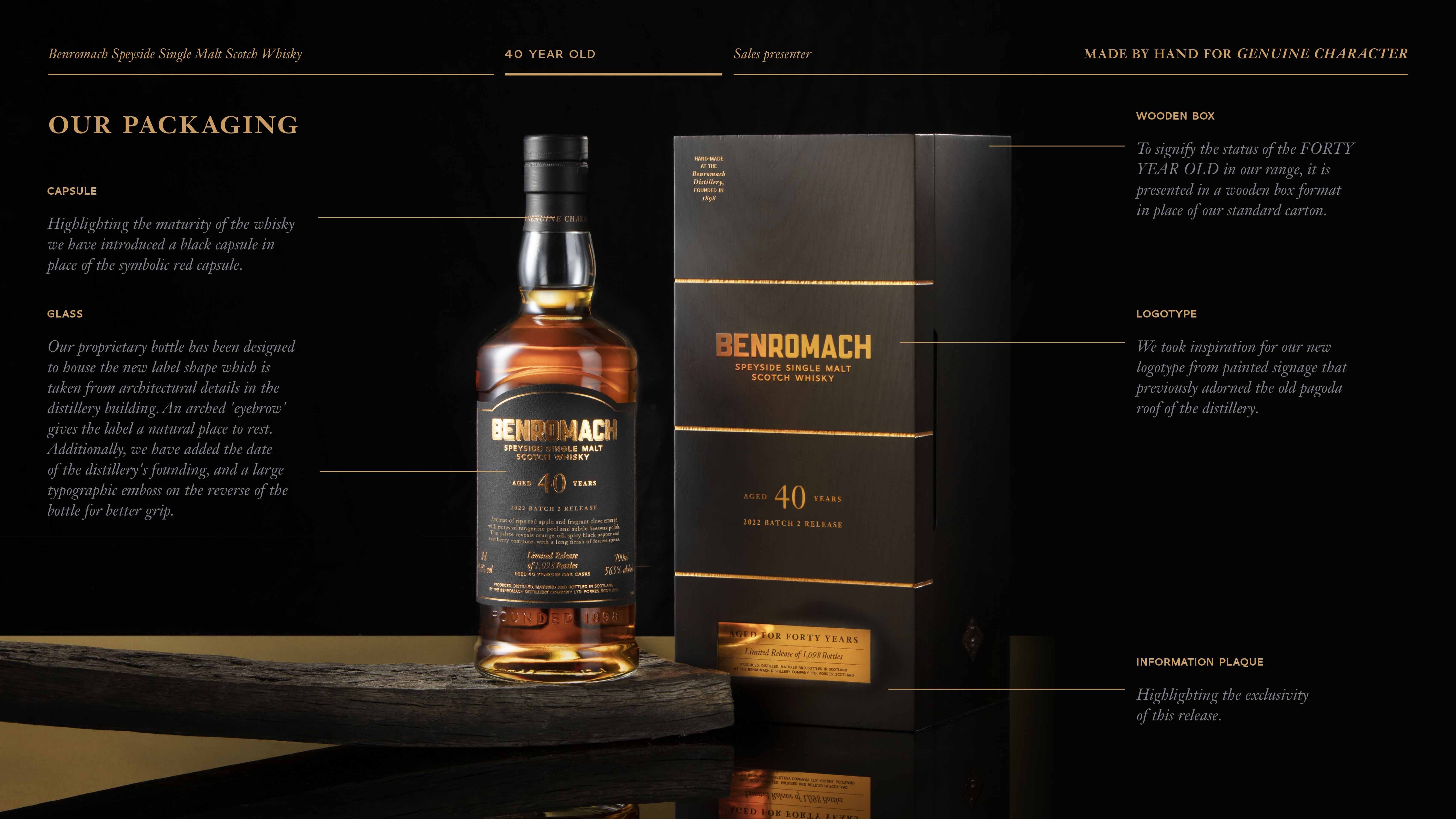 ウイスキー BENROMACH 40 YEARS OLS NUMBER 1047(2021) SECOND ANNUAL RELEASE OF 40 YEAR OLD SINGLE MALT FOLLOWING 'BEST