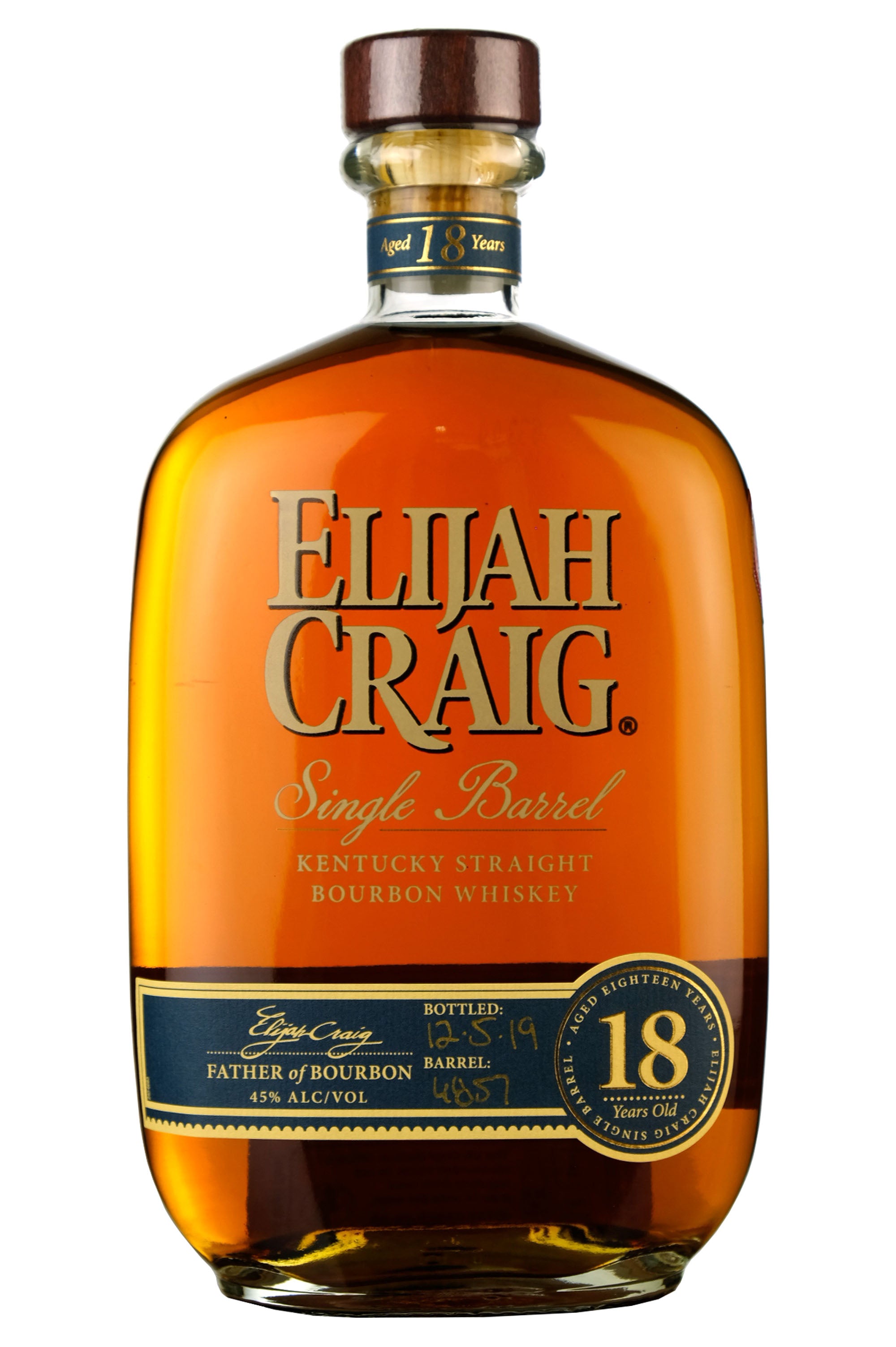 Elijah Craig 18 Year Old Single Barrel 4857 Bottled 2019