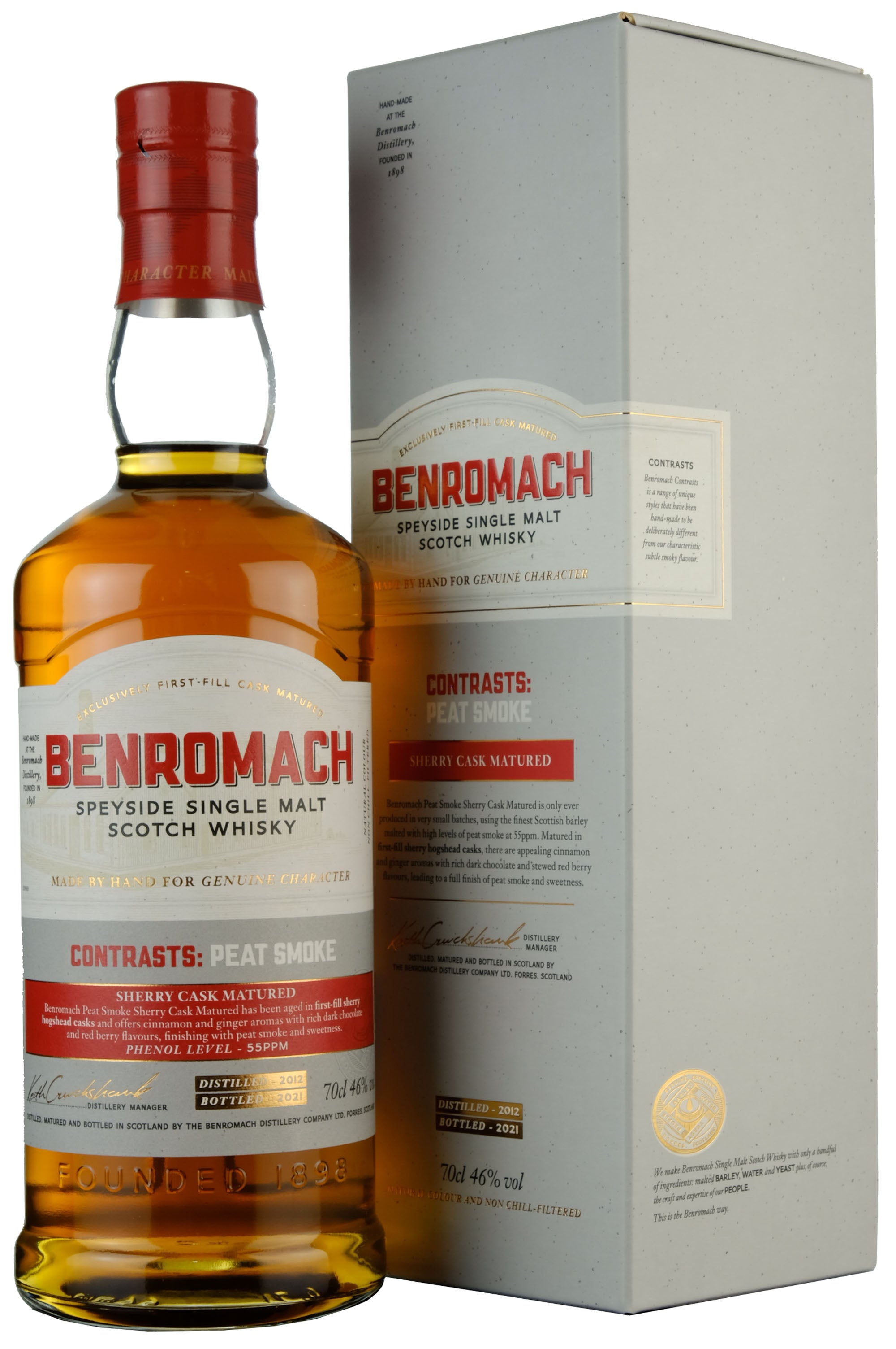 Benromach 2012-2021 Contrasts Peat Smoke Sherry Cask Matured