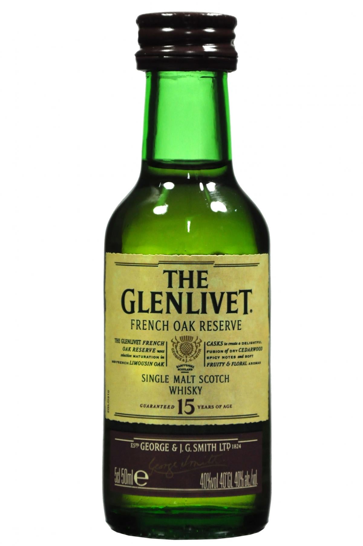 glenlivet 15 year old, french oak reserve miniature, single malt scotch whisky