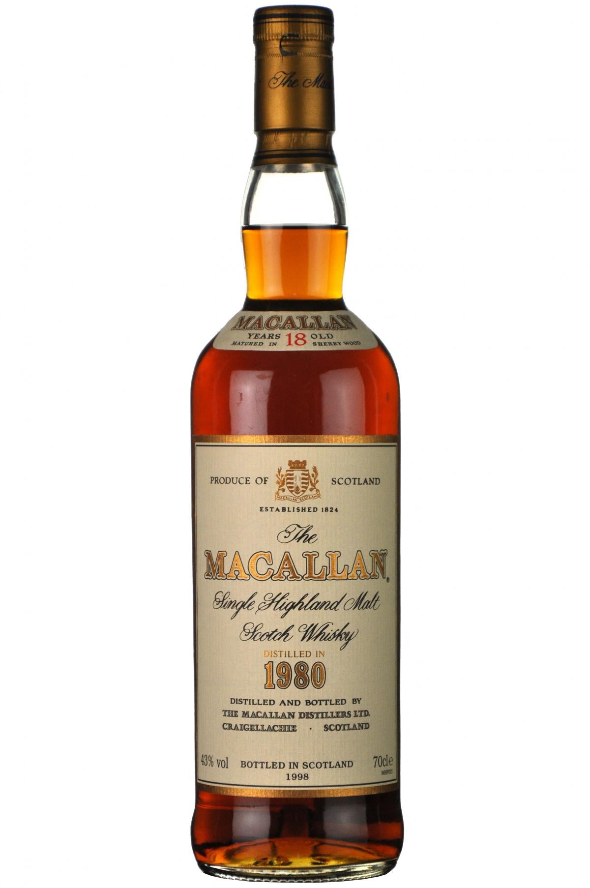 macallan 1980 18 year old speyside single malt scotch whisky