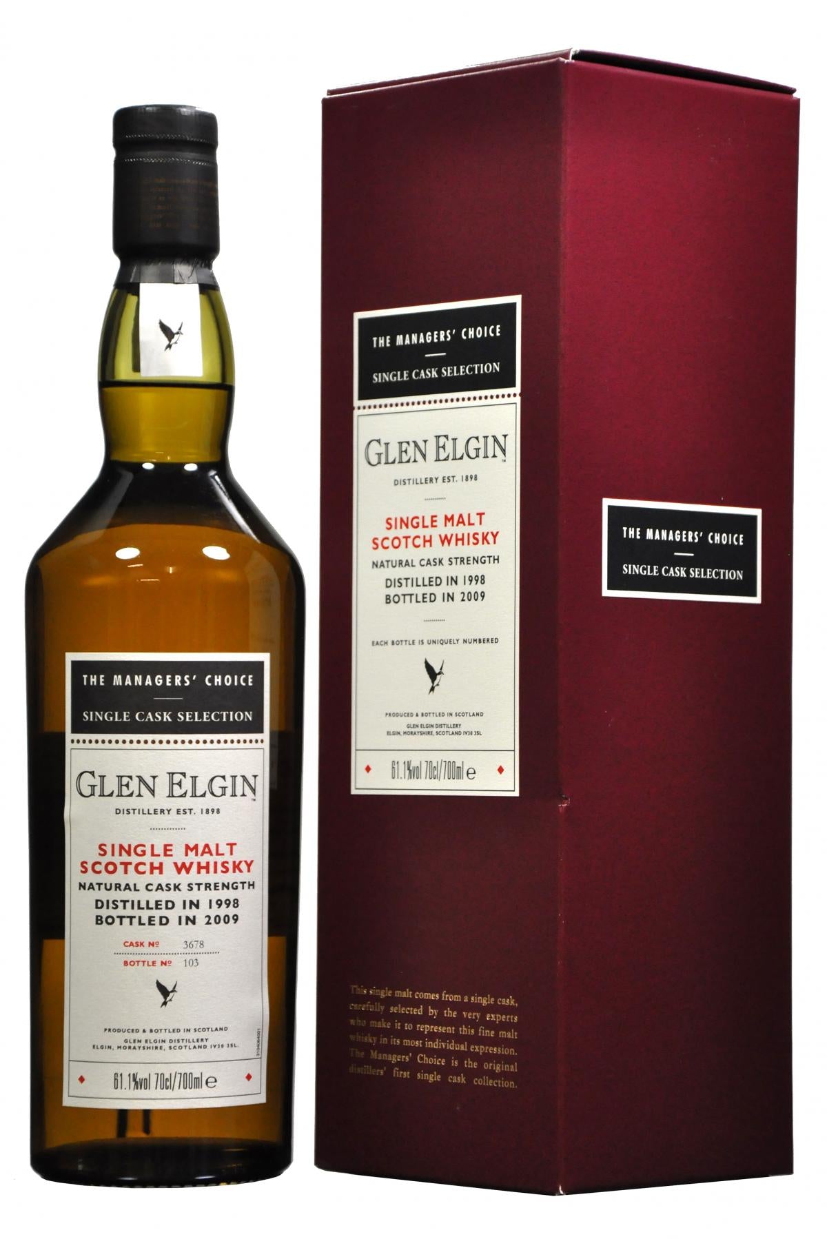 glen, elgin, 1998, 11, year, old, managers choice, speyside, single, malt, scotch, whisky, whiskey