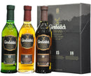 glenfiddich gift pack 3 x 20cl 12 year old, 15 year old, 18 year old, speyside single malt scotch whisky