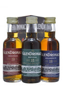 glendronach 12 year old, 15 year old, 18 year old, trio miniatures speyside single malt scotch whisky whiskey