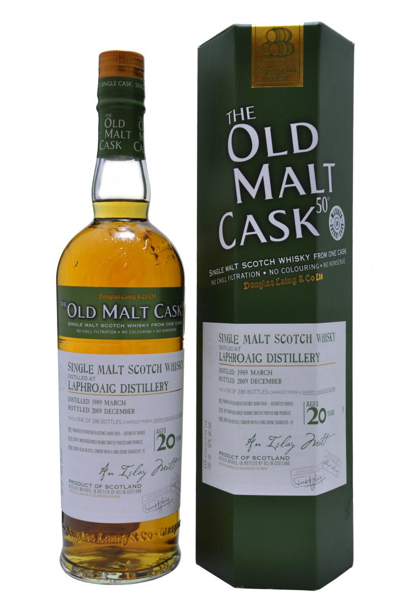 laphroaig distilled 1989, 20 year old, bottled 2009 by douglas laing old malt cask, islay single malt scotch whisky whiskey
