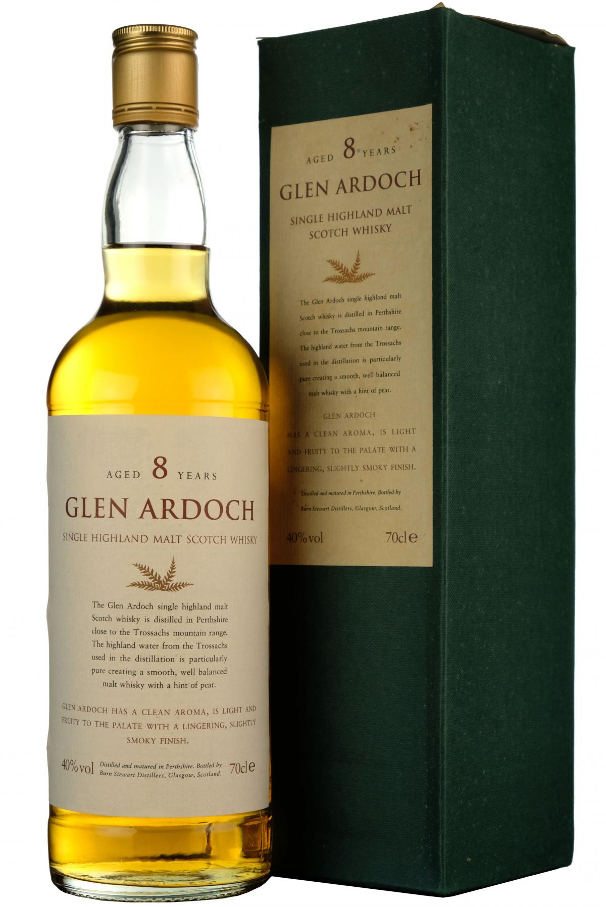 glen, ardoch, 8 year, old, highland, single, malt, scotch, whisky, whiskey