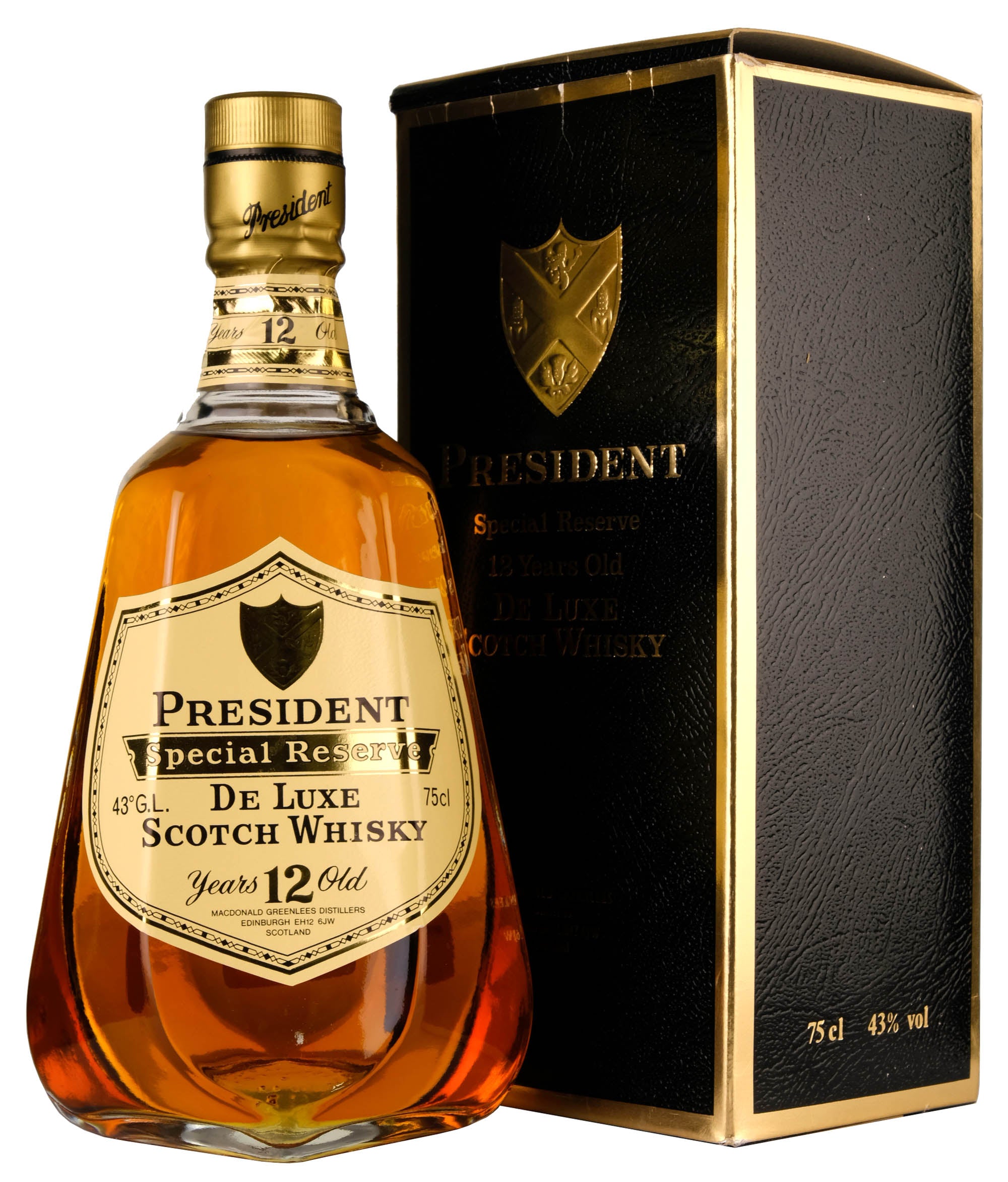 President 12 Year Old De Luxe Whisky | 1980s