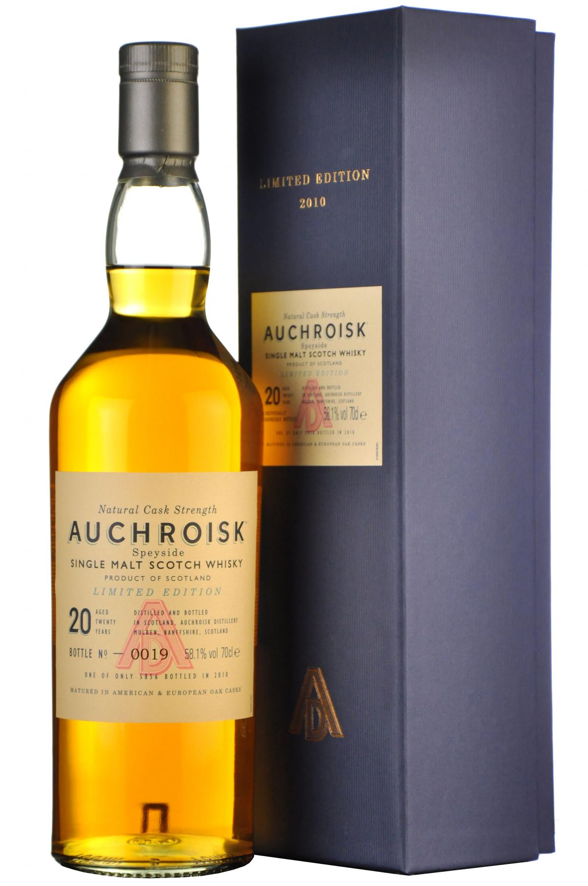 auchroisk 20 year old, 2010 release, speyside single malt scotch, whisky whiskey