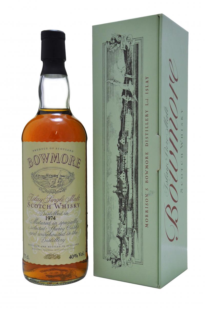 bowmore, vintage label, 1974, islay, single, malt, scotch, whisky, whiskey