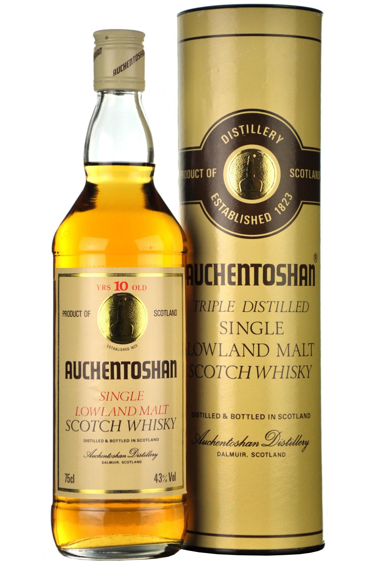auchentoshan 10 year old 1980s, lowland single malt scotch whisky, whiskey
