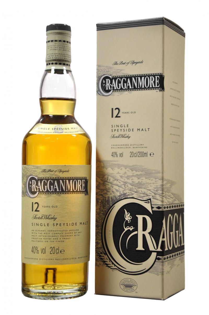 cragganmore 12 year old 20cl, speyside single malt scotch whisky whiskey