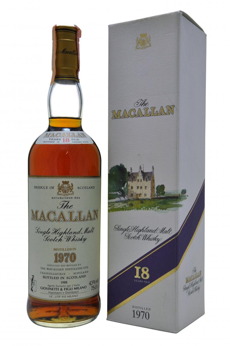 macallan, 1970, 18, year, old, sherry, cask, bottled, 1988, italian, italy, speyside, single, malt, scotch, whisky, whiskey