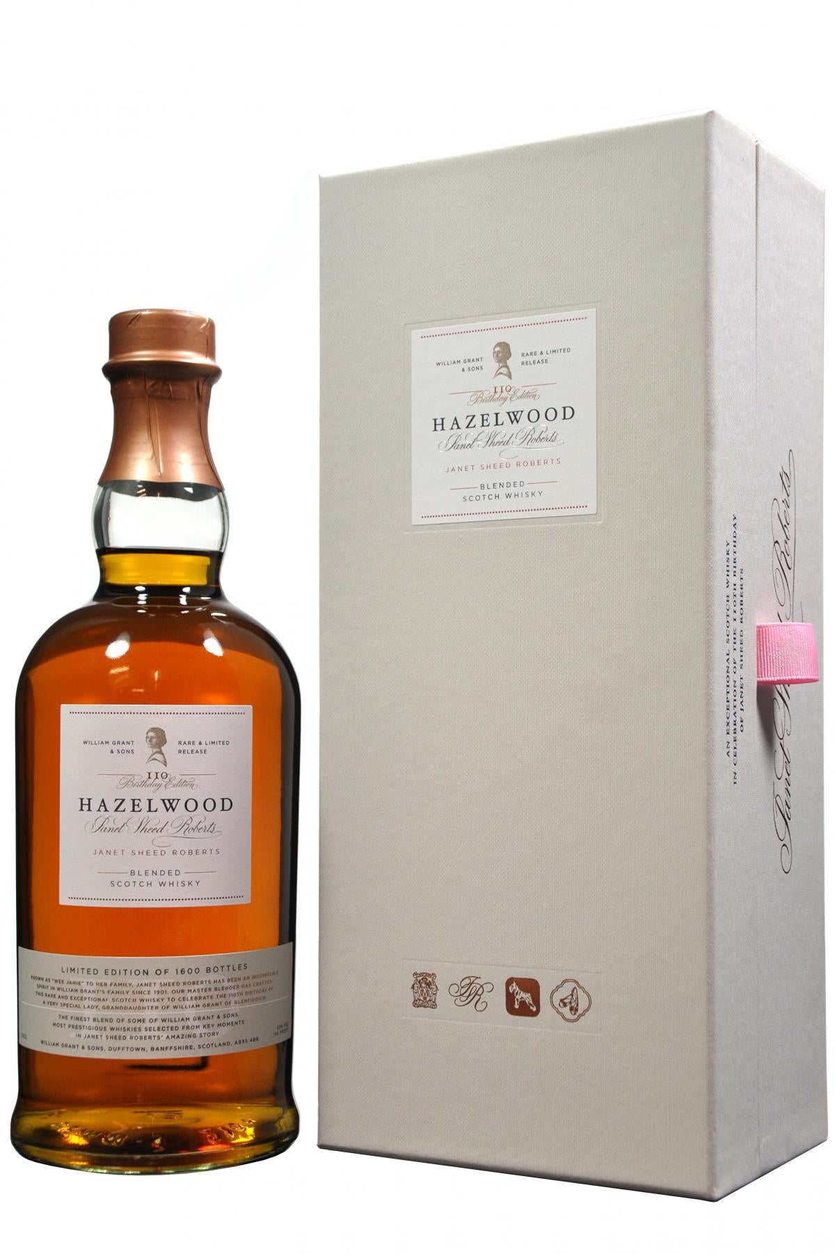 hazel wood 110th janet shed roberts 110th birthday edition, speyside single malt scotch whisky whiskey