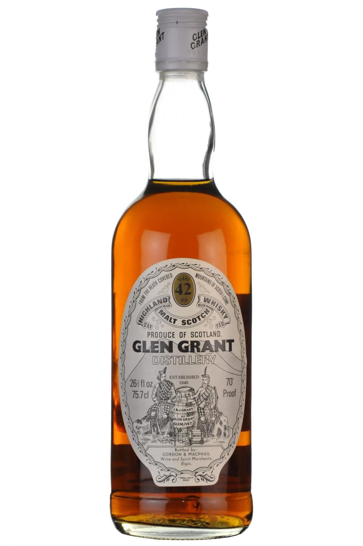 glen grant 42 year old, bottled by gordon and macphail, speyside single malt scotch whisky whiskey