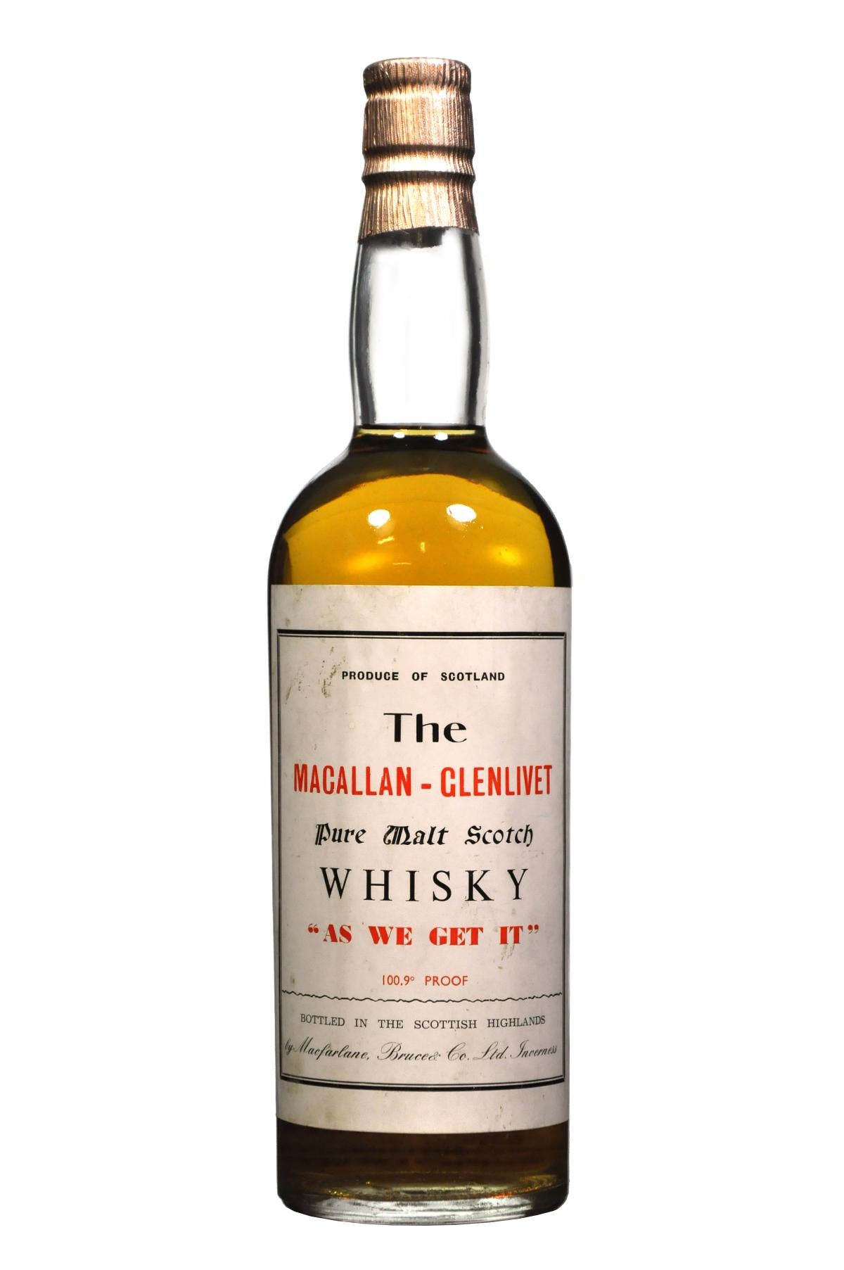 Macallan-Glenlivet AS WE GET IT | 100.9 Proof 1960s
