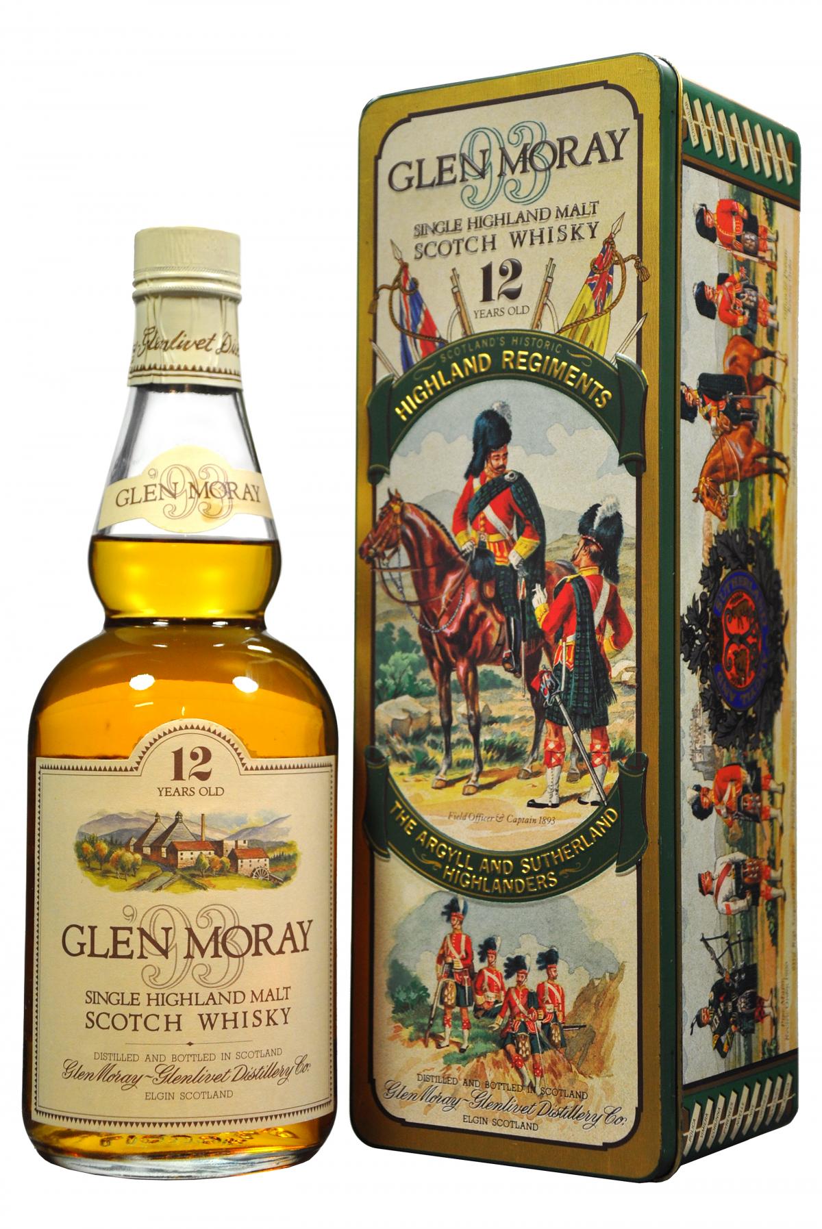 glen moray 12 year old, the argyll and sutherland highlanders, speyside single malt scotch whisky whiskey