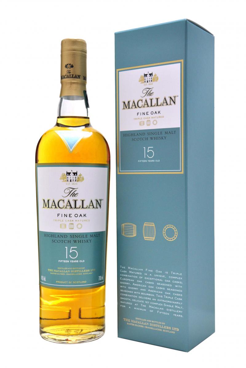 macallan, 15, year, old, fine, oak, speyside, single, malt, scotch, whisky, whiskey
