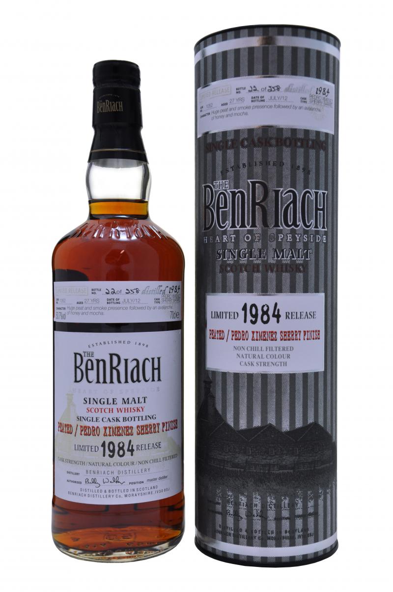 benriach distilled 1984 bottled 2012, 27 years old cask number 1052, speyside single malt scotch whisky whiskey