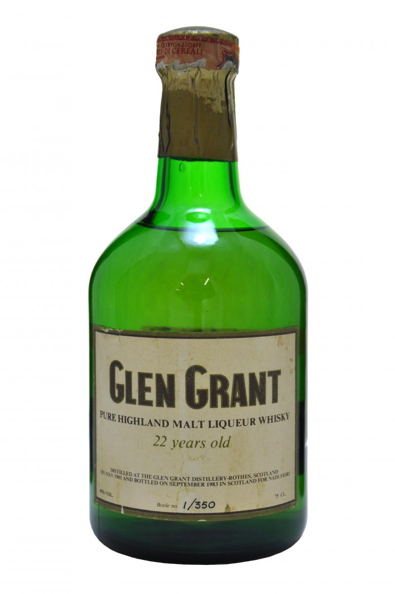 glen grant distilled 1961, bottled 1983 for nadi fiori, 22 year old malt liqueur whisky, speyside single malt scotch whisky whiskey