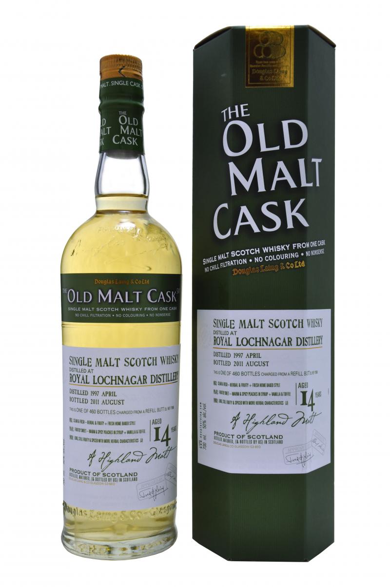 royal lochnagar distilled 1997, bottled 2011, 14 year old bottled by douglas laing old malt cask highland single malt scotch whisky whiskey