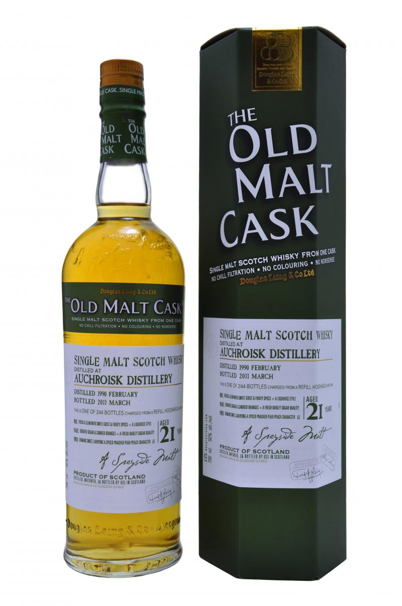 auchroisk distilled 1990, bottled 2011, 21 year old bottled by douglas laing old malt cask speyside single malt scotch whisky whiskey