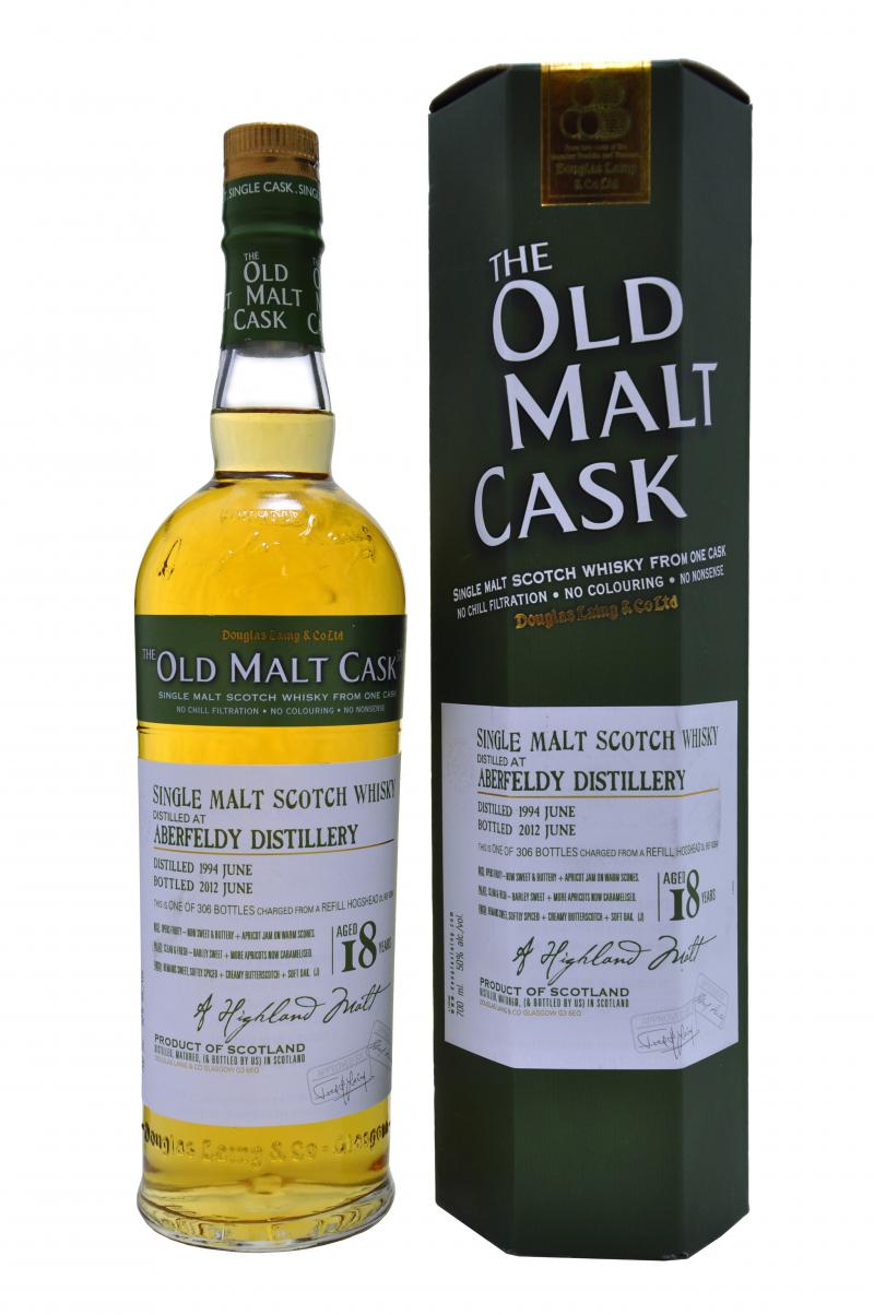 aberfeldy distilled 1994, 18 year old bottled by douglas laing old malt cask, highland single malt scotch whisky whiskey