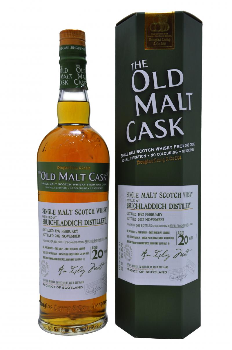 Bruichladdich distilled 1992 bottled 2012, 20 year old bottled by douglas laing old malt cask islay single malt scotch whisky whiskey