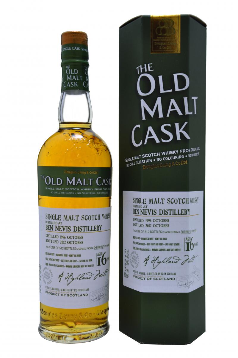 ben nevis distilled 1996, 16 year old, bottled 2012 by douglas laing old malt cask, highland single malt scotch whisky whiskey