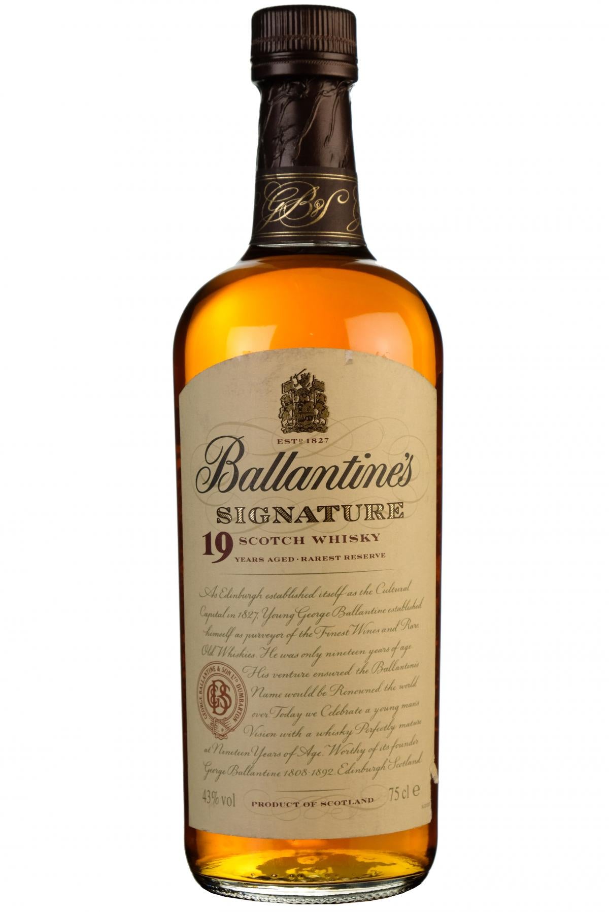 ballantine's 19 year old, signature blended scotch whisky whiskey