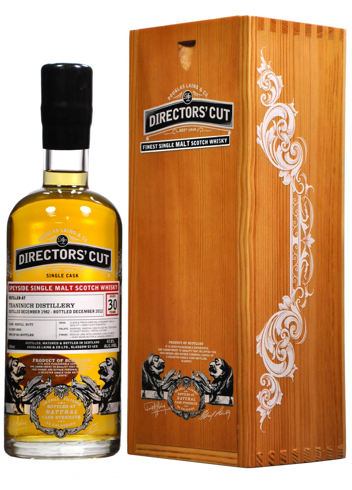 teaninich distilled 1982, 30 year old, bottled 2012 by douglas laing directors' cut, highland single malt scotch whisky whiskey