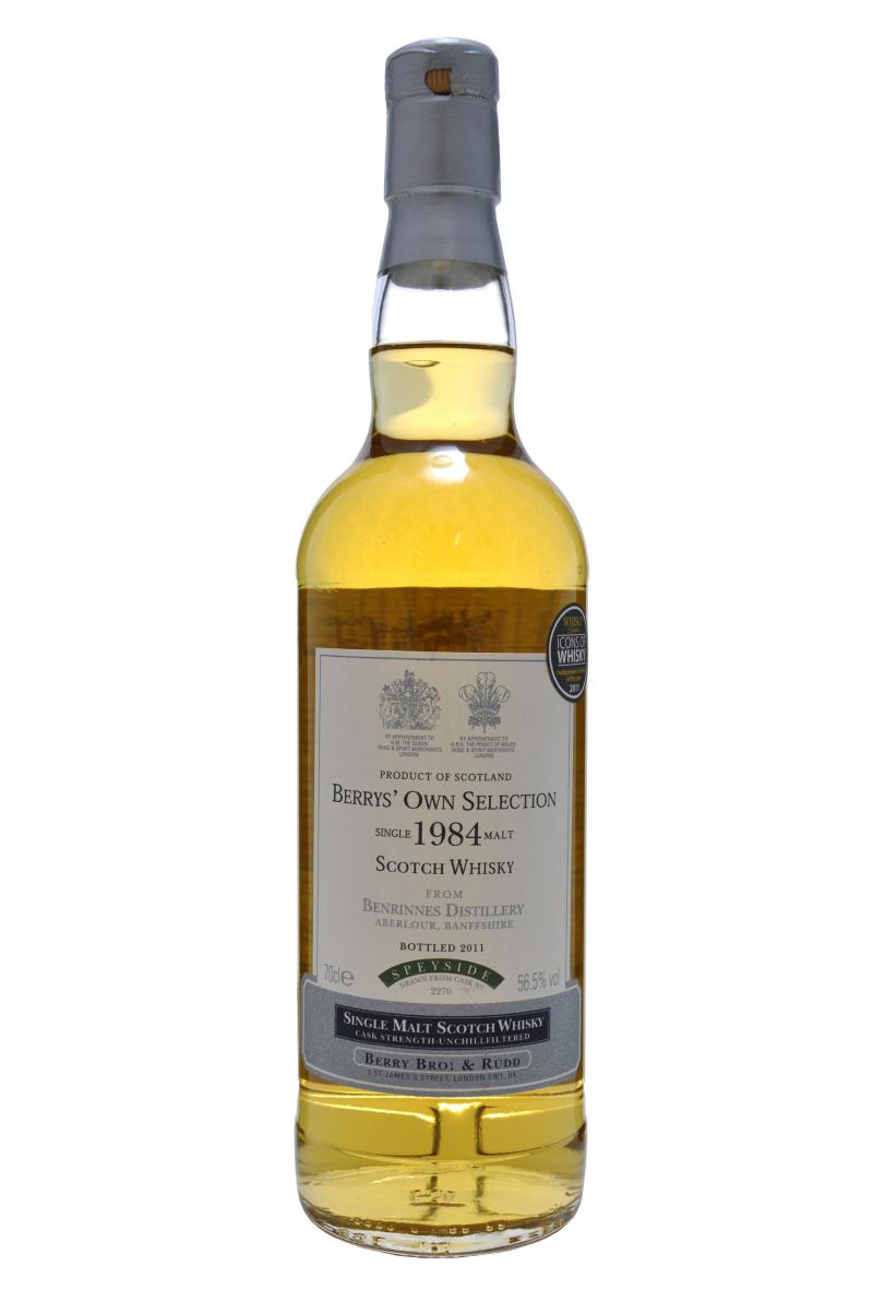 benrinnes distilled 1984, berrys' own selection, bottled 2011 by berry bros and rudd, lowland single malt scotch whisky whiskey