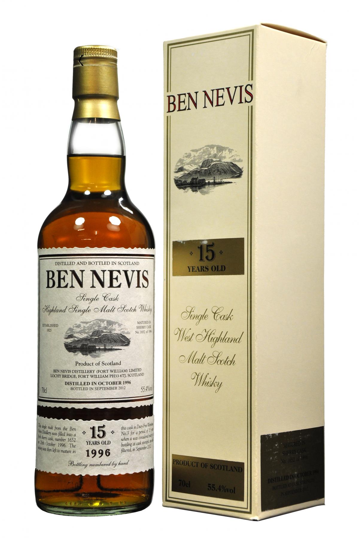ben nevis 15 year old single cask, highland single malt scotch whisky