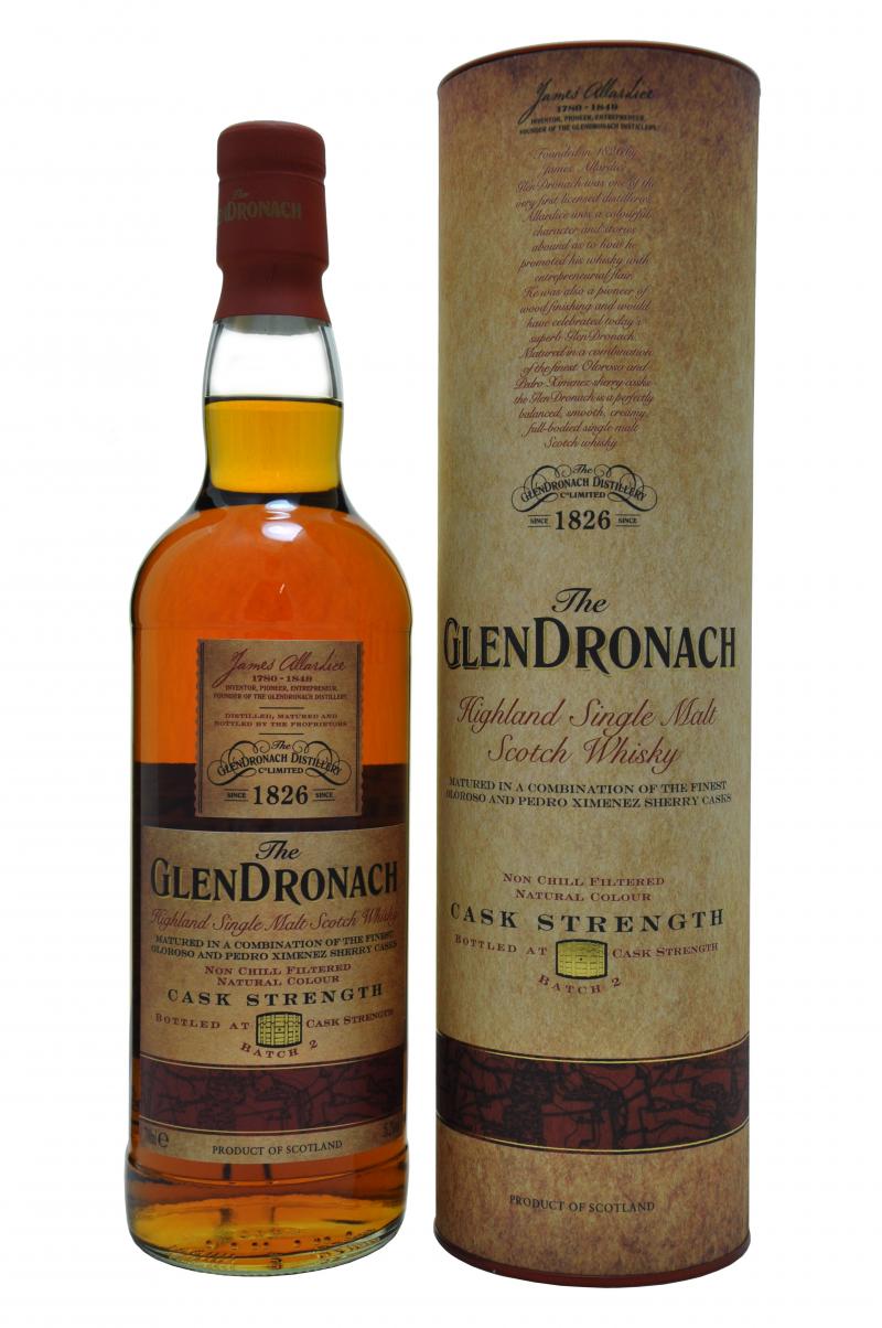 glendronach batch 2, bottled at cask strength speyside single malt scotch whisky whiskey