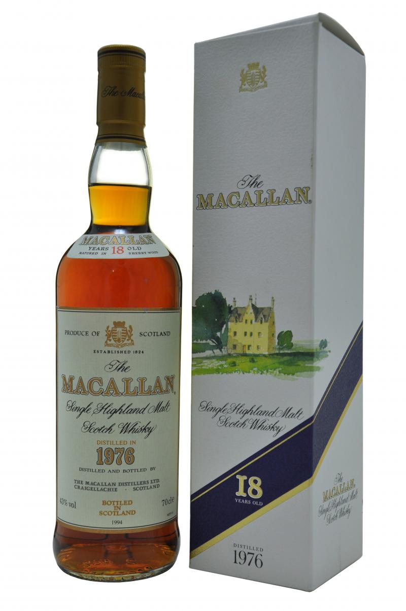 macallan distilled 1976, bottled 1994, 18 year old sherry cask, speyside single malt scotch whisky whiskey