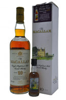 macallan 10 year old & macallan private eye miniature, speyside single malt scotch whisky whiskey