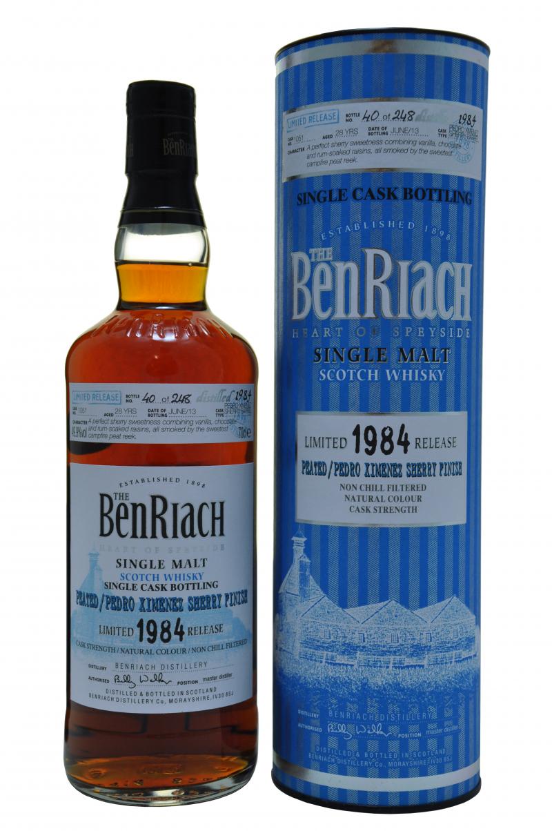 benriach distilled 1984, 28 year old batch 10, speyside single malt scotch whisky whiskey