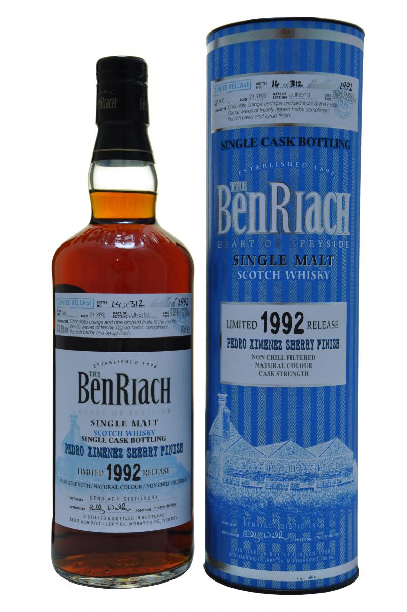 benriach distilled 1992, 21 year old batch 10, speyside single malt scotch whisky whiskey