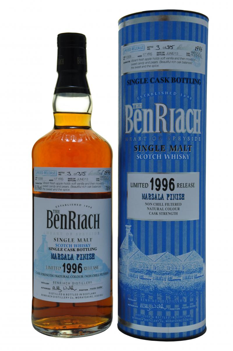 benriach distilled 1996, 17 year old batch 10, speyside single malt scotch whisky whiskey