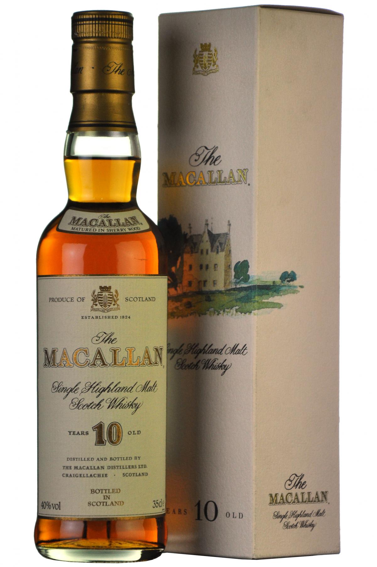 macallan 10 year old 1990s 35cl, speyside single malt scotch whisky