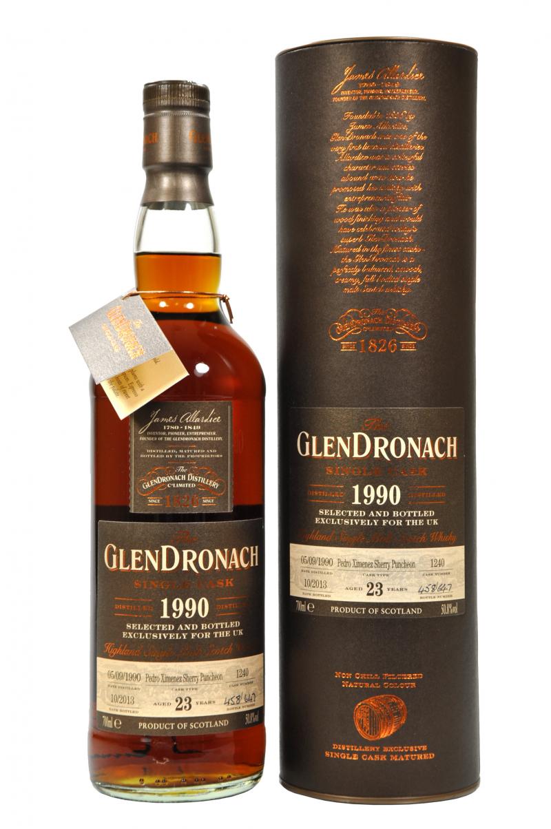 glendronach 1990, 23 year old, cask number 1240, speyside,single malt scotch whisky whiskey