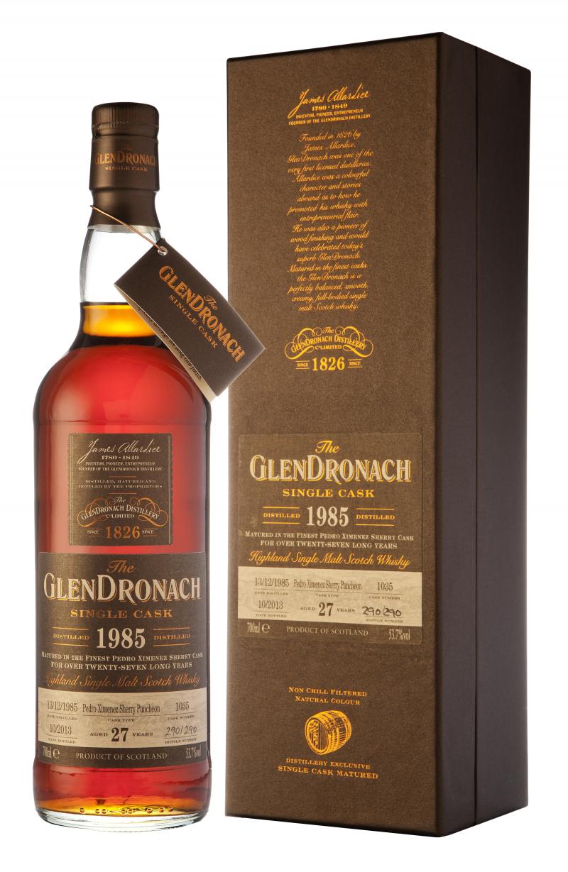 glendronach 1985, 27 year old, single csk 1035, batch 9, speyside single malt scotch whisky