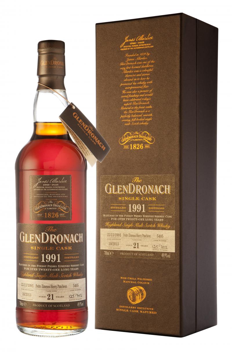 glendronach 1991, 21 year old, single csk 5405, batch 9, speyside single malt scotch whisky