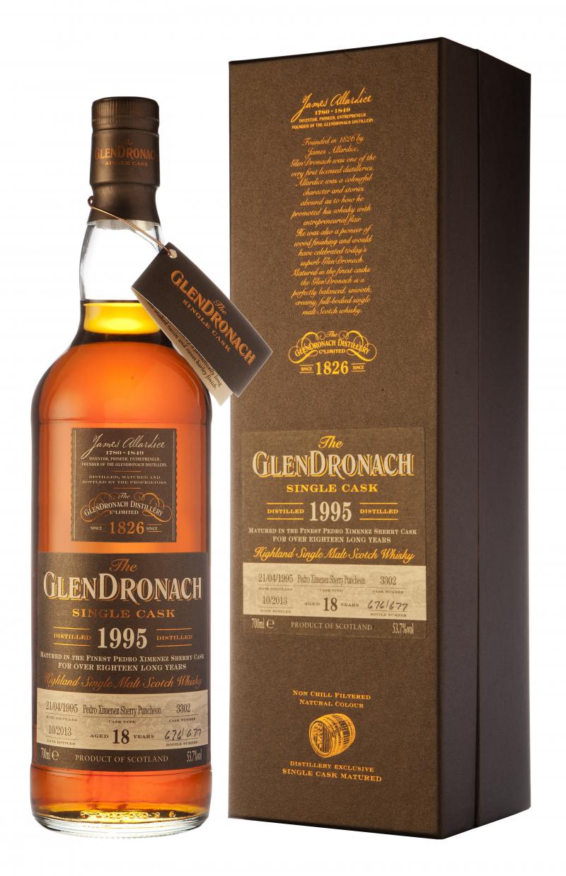 glendronach 1995, 18 year old, single csk 3302, batch 9, speyside single malt scotch whisky