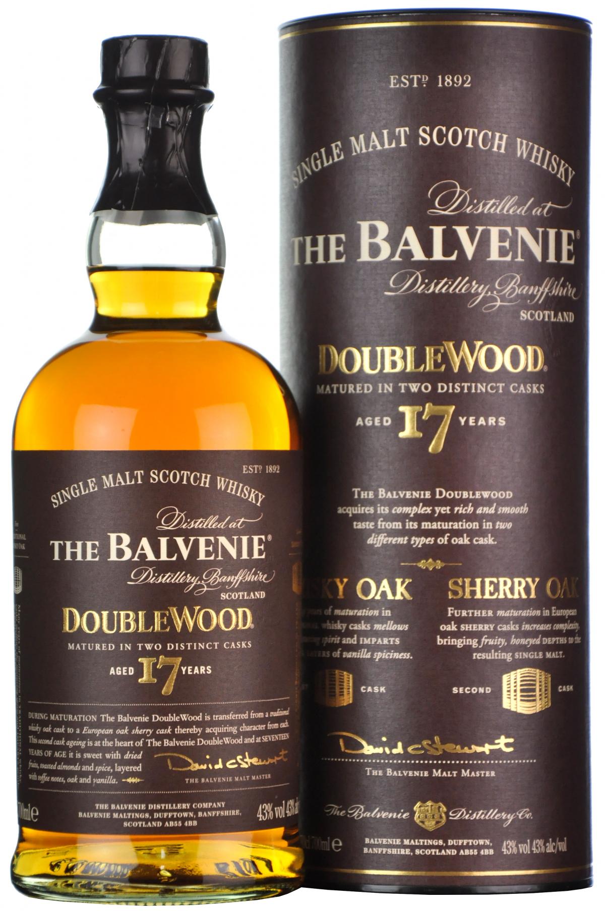 balvenie 17 year old doublewood speyside malt whisky.