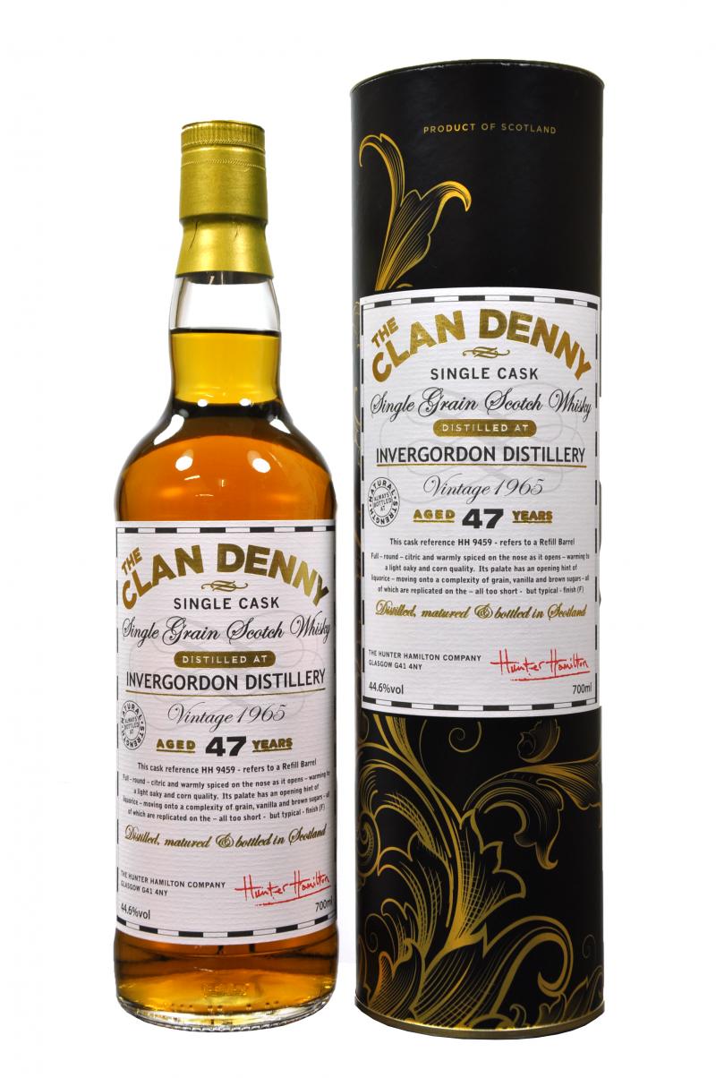 invergordon 1965, 47 year old, the clan denny HH9459, single cask, single grain scotch whisky whiskey