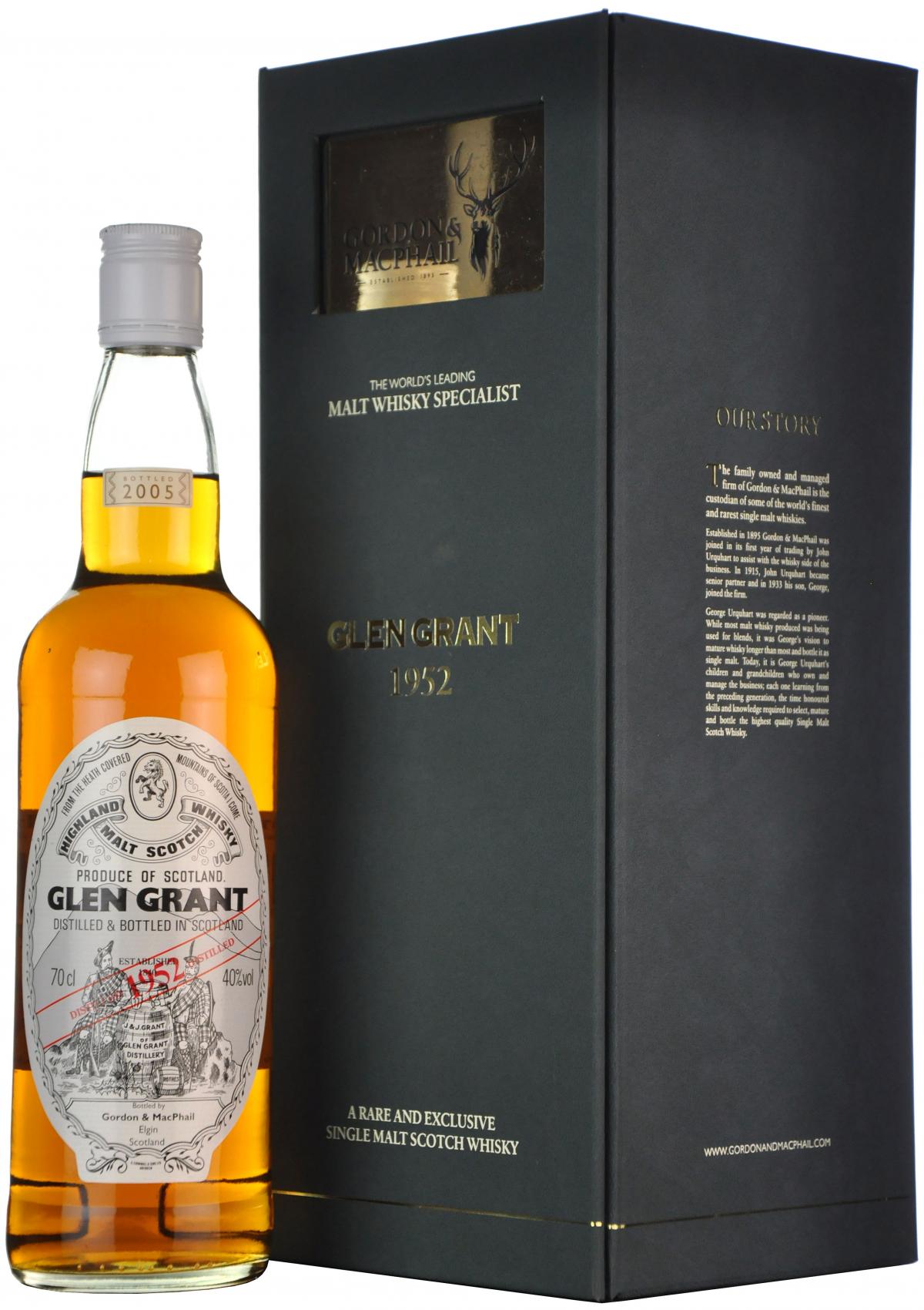 glen grant 1952-2005, gordon & macphail, speyside single malt scotch whisky