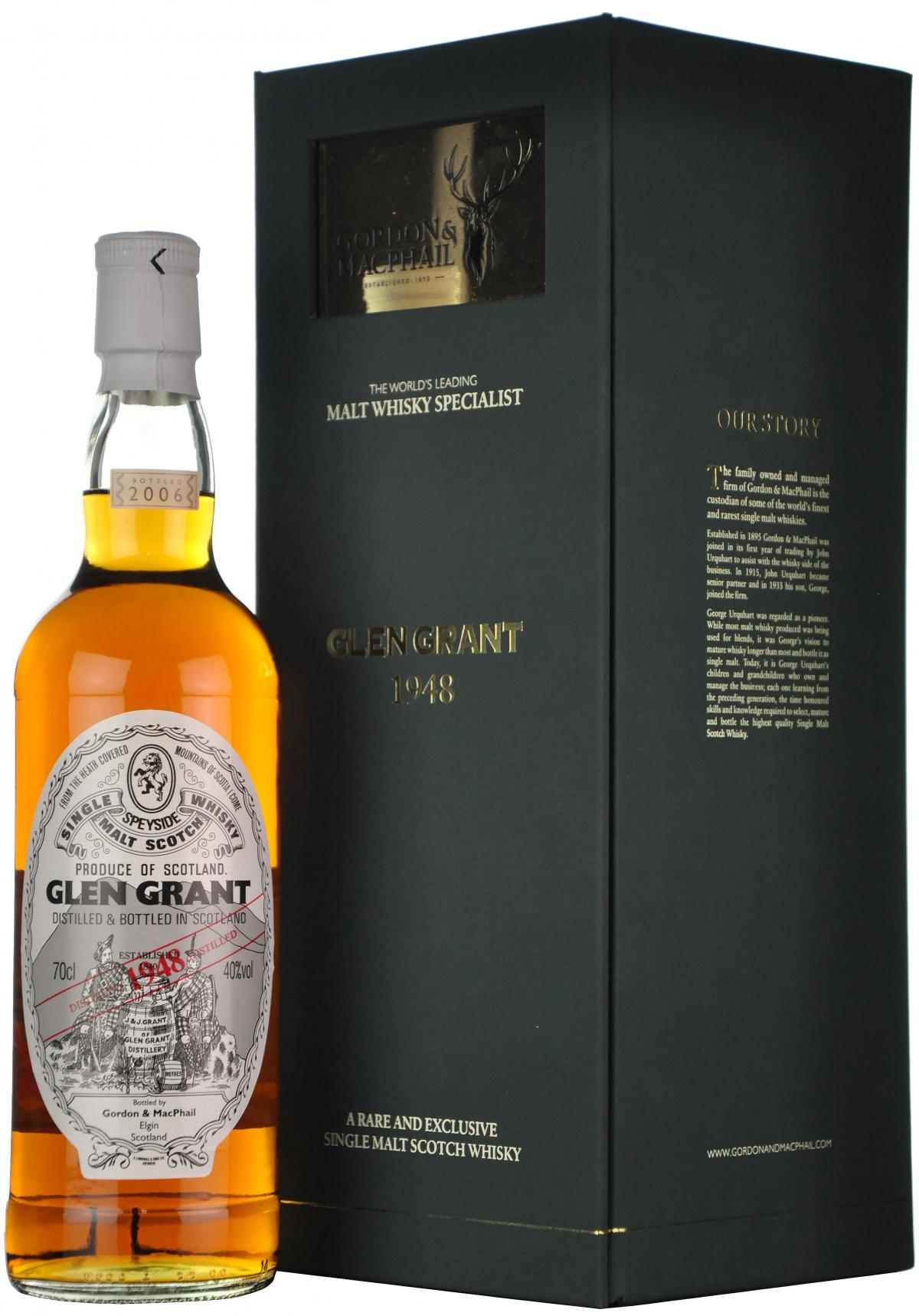 glen grant 1948-2006, gordon & macphail, speyside single malt scotch whisky