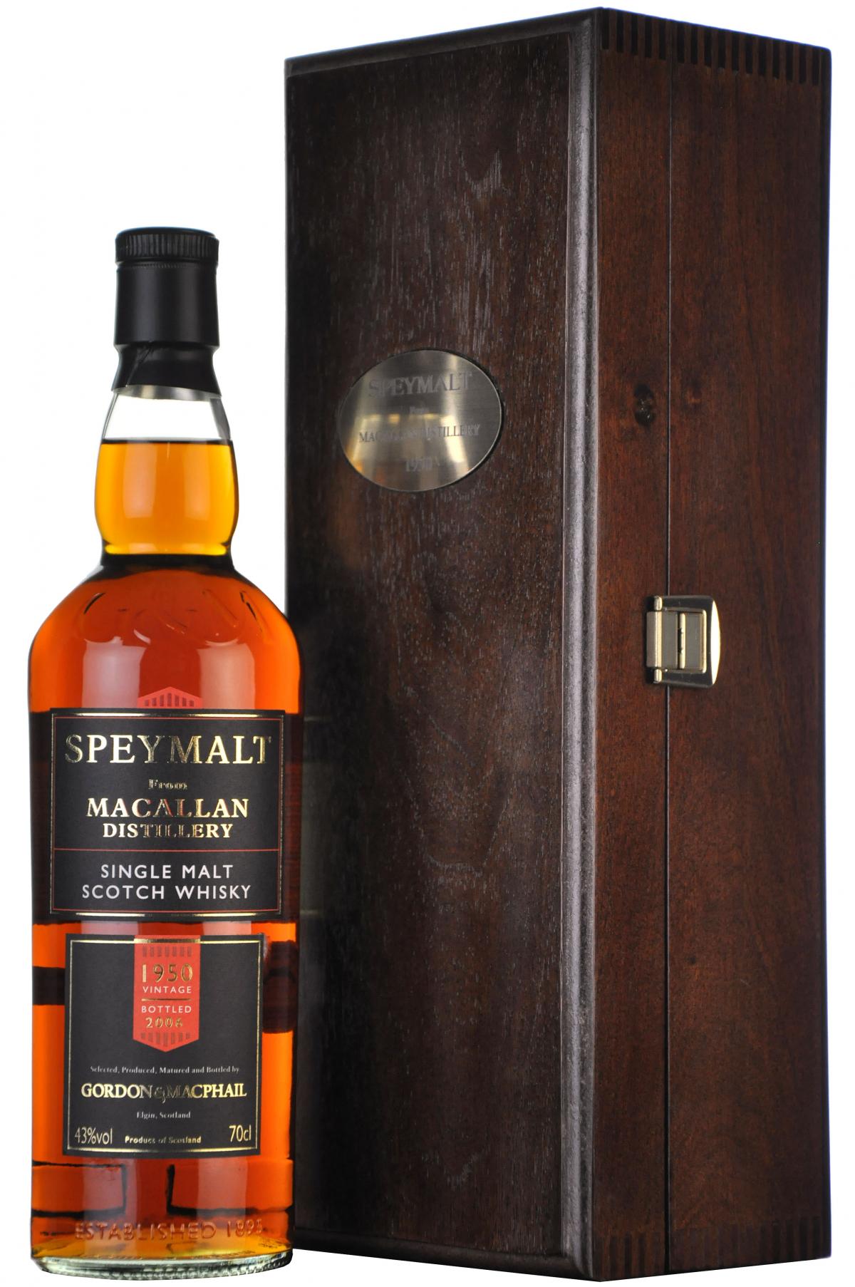 macallan 1950-2006 speymalt, gordon and macphail speyside single malt scotch whisky whiskey