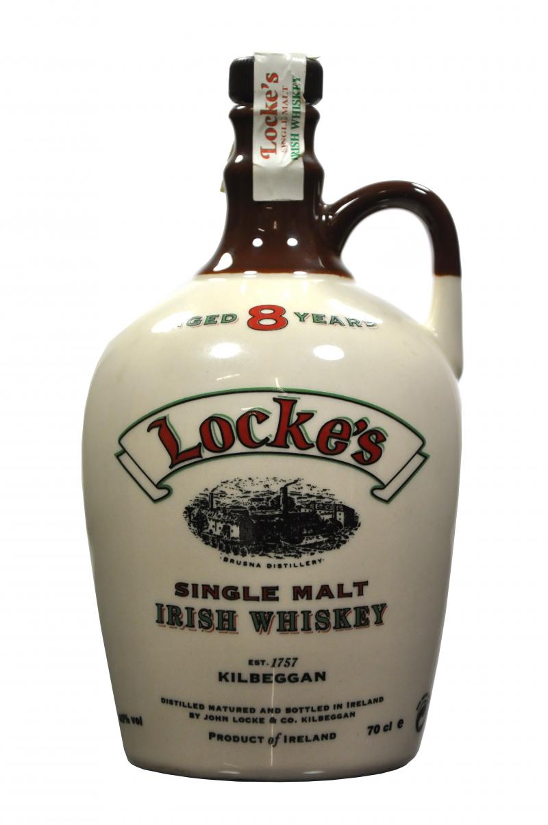 lockes 8 year old ceramic decanter, irish single malt whiskey